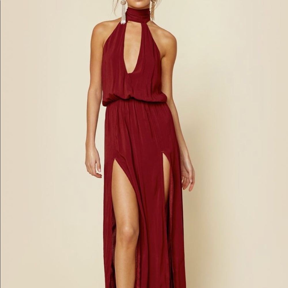 BLUE LIFE (UNWORN) Deep V 2 Slit Halter Dress - Picture 5 of 5